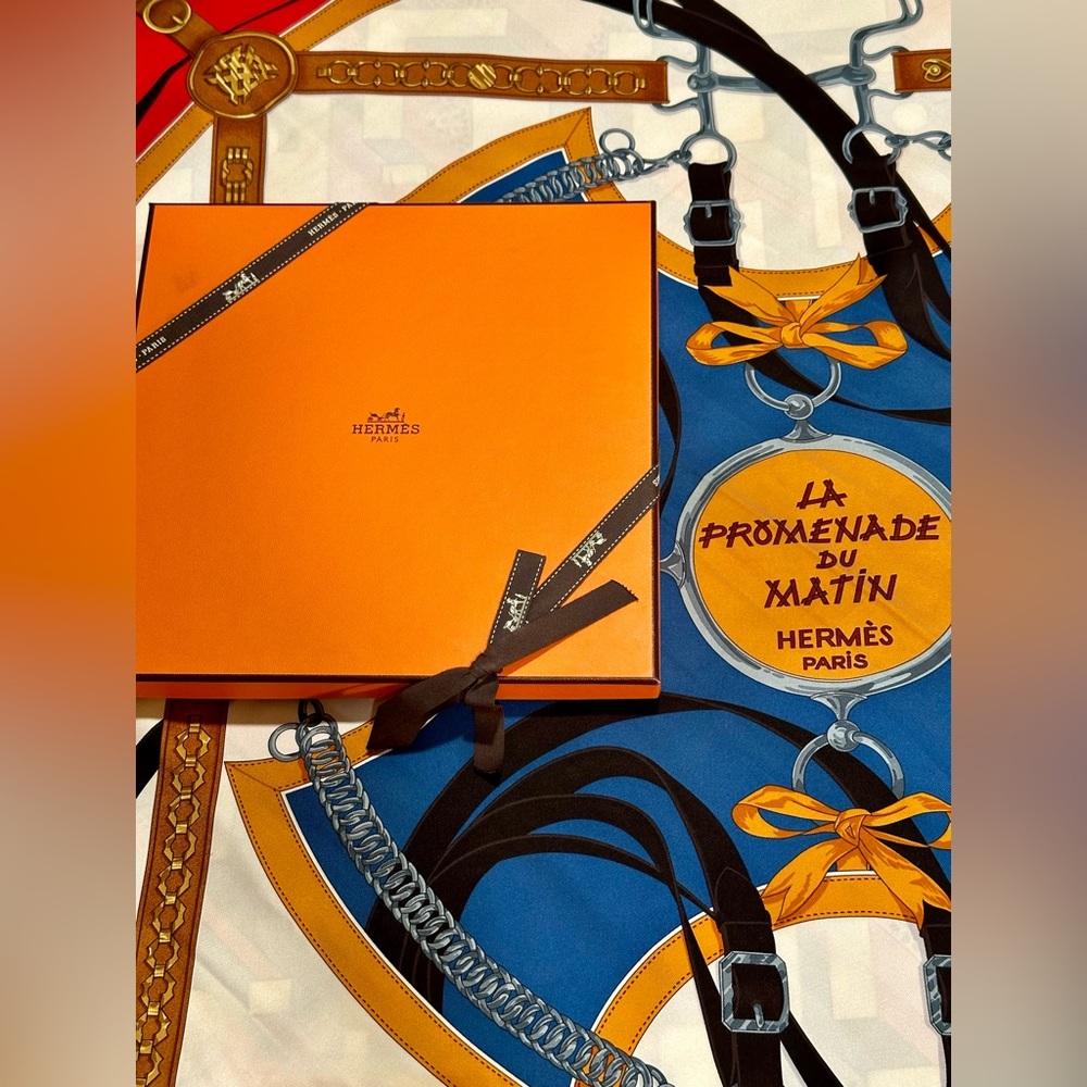 Hermes Paris silk scarf “La Promenade du Matin”